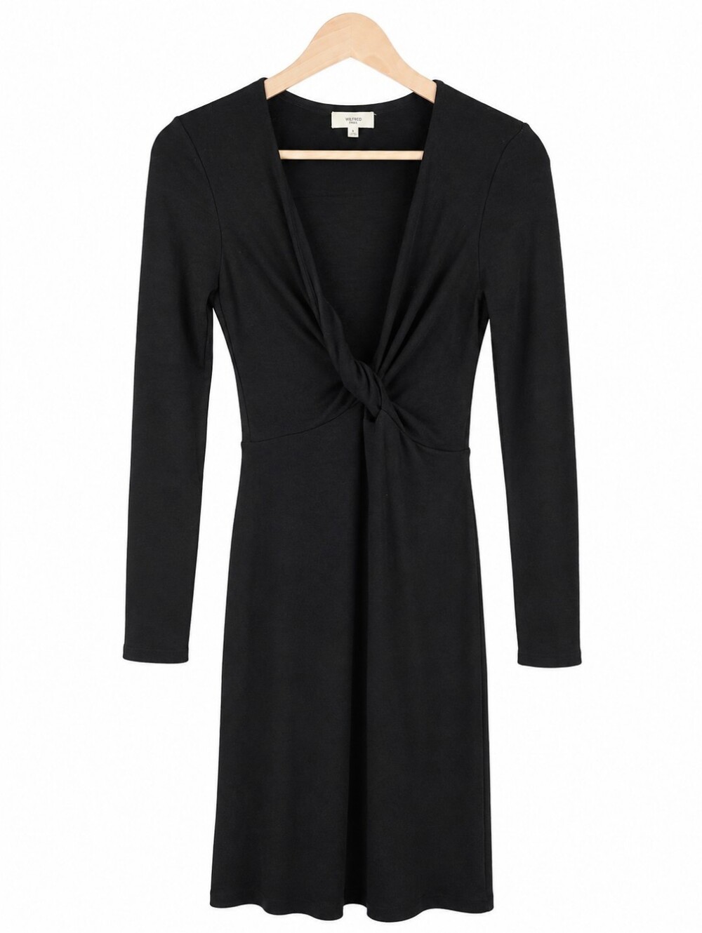 Wilfred Free Black Knot Front Long Sleeve Midi Dress Size Small